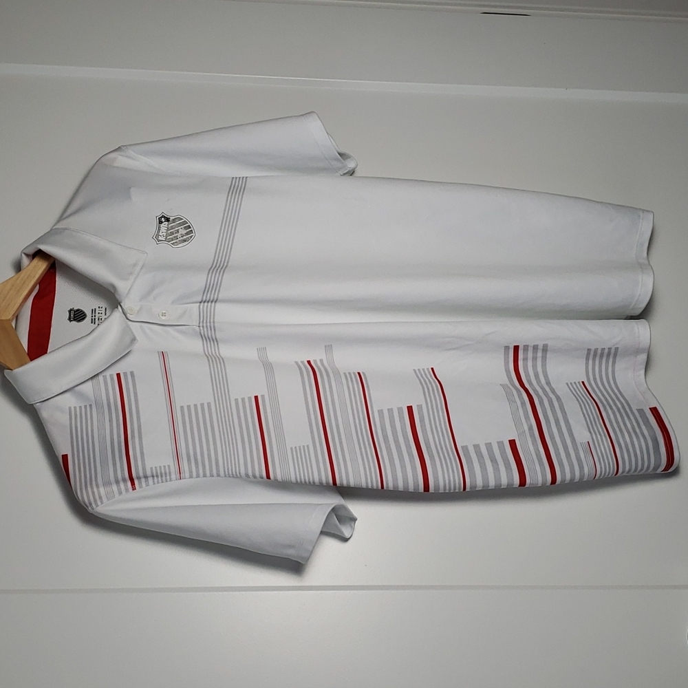 K-Swiss XL Men’s Gray Red White Athletic Polo